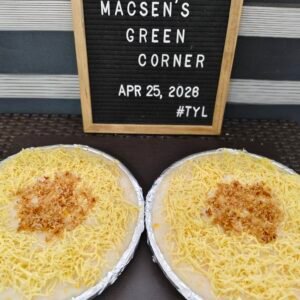 2 maja with cheese and latik toppings on a bilao
