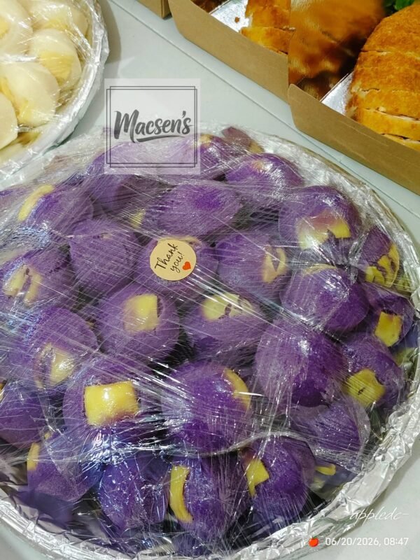 50 pieces ube cheese on a bilao